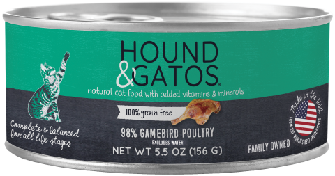 98% gamebird, grain free wet cat food