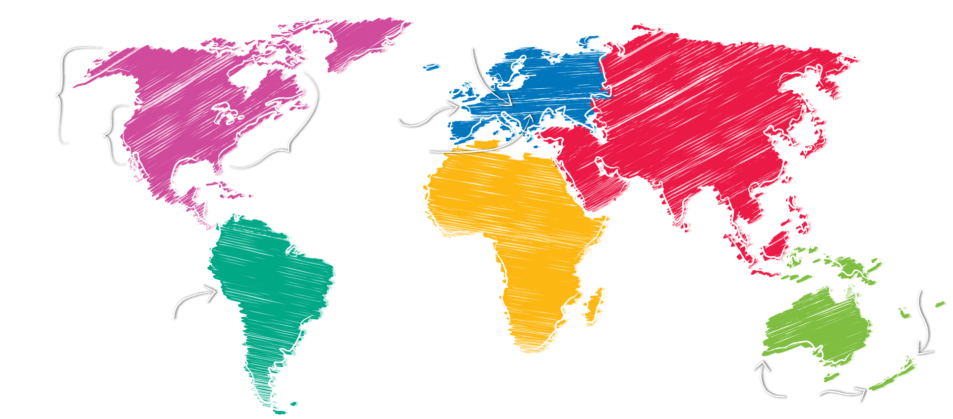 worldwide map of locations where ingredients are sourced and produced